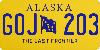 AK license plate GOJ203