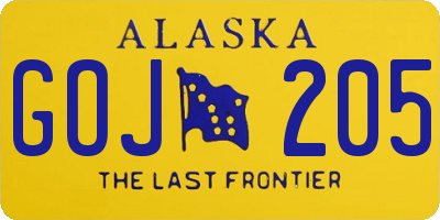 AK license plate GOJ205