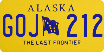 AK license plate GOJ212