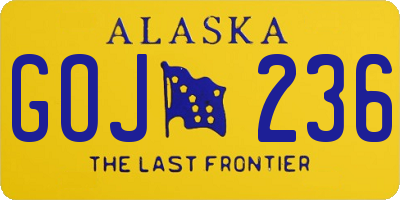 AK license plate GOJ236