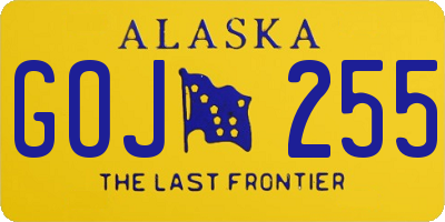 AK license plate GOJ255