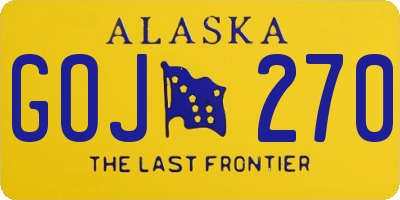 AK license plate GOJ270