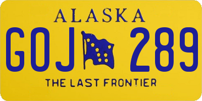AK license plate GOJ289