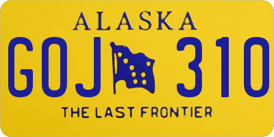 AK license plate GOJ310