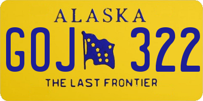 AK license plate GOJ322