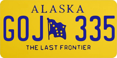 AK license plate GOJ335
