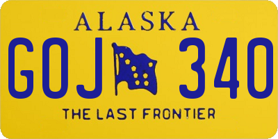 AK license plate GOJ340