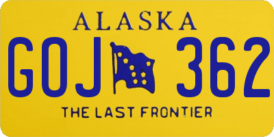 AK license plate GOJ362
