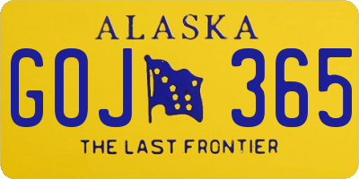AK license plate GOJ365