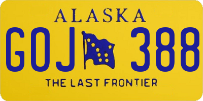 AK license plate GOJ388