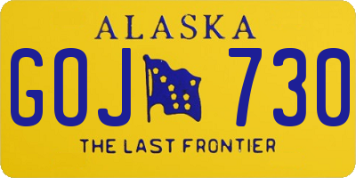 AK license plate GOJ730
