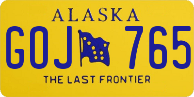 AK license plate GOJ765