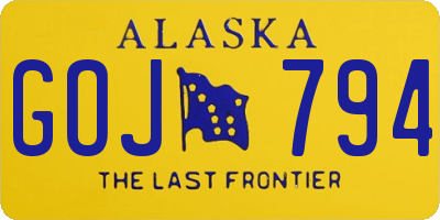 AK license plate GOJ794