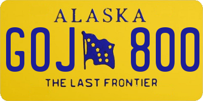 AK license plate GOJ800