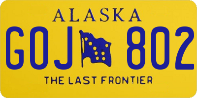 AK license plate GOJ802