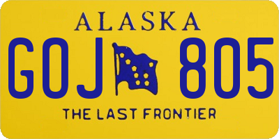 AK license plate GOJ805