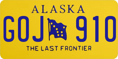 AK license plate GOJ910