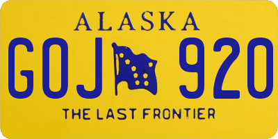 AK license plate GOJ920