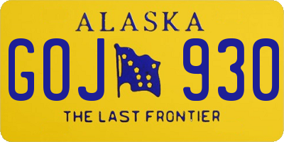 AK license plate GOJ930