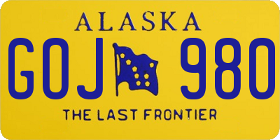 AK license plate GOJ980