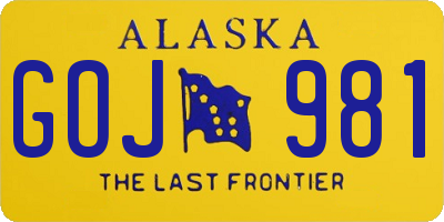 AK license plate GOJ981