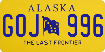 AK license plate GOJ996