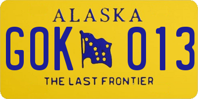 AK license plate GOK013