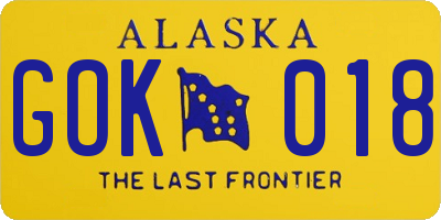 AK license plate GOK018