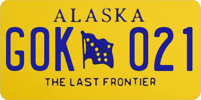 AK license plate GOK021