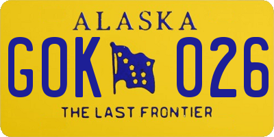 AK license plate GOK026