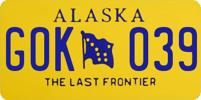 AK license plate GOK039
