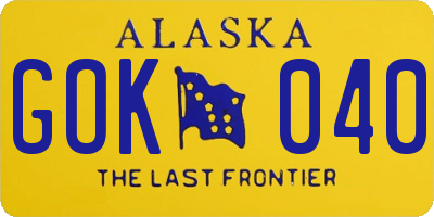 AK license plate GOK040