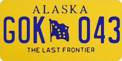AK license plate GOK043
