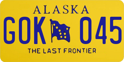 AK license plate GOK045