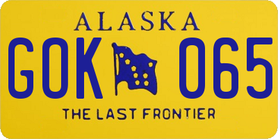 AK license plate GOK065