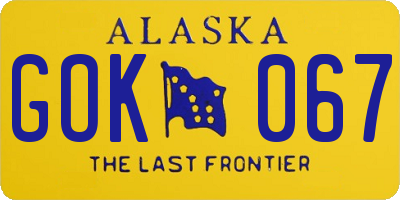 AK license plate GOK067
