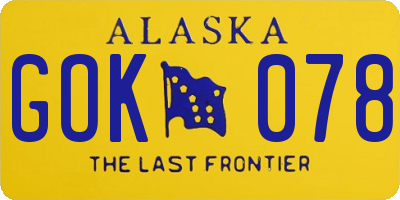 AK license plate GOK078