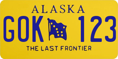 AK license plate GOK123