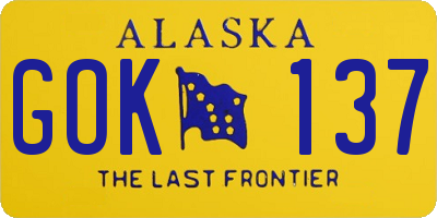 AK license plate GOK137
