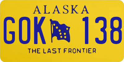 AK license plate GOK138
