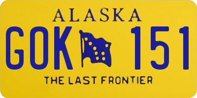 AK license plate GOK151