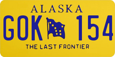 AK license plate GOK154