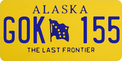 AK license plate GOK155