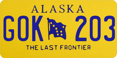 AK license plate GOK203