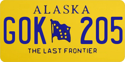 AK license plate GOK205