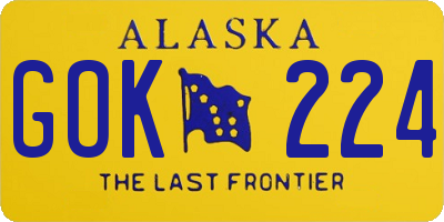 AK license plate GOK224