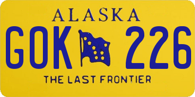 AK license plate GOK226