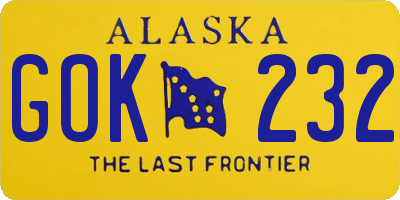 AK license plate GOK232