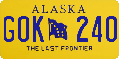 AK license plate GOK240