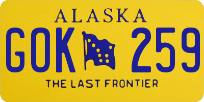 AK license plate GOK259
